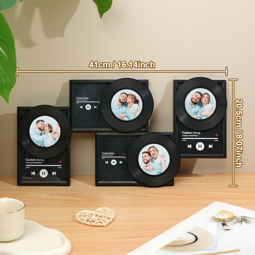 Care close-up for personalised NFC vinyl record — gently clean with a dry microfibre cloth to protect the photo print and NFC chip