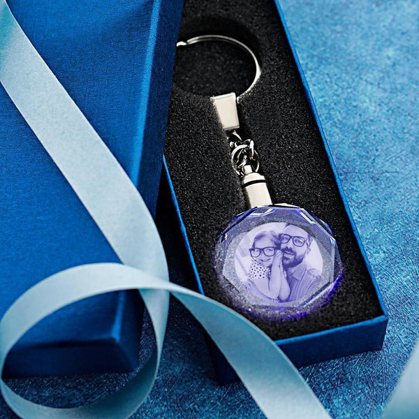 Personalised octagon crystal keyring presented as a gift — ideal for Valentine's, Mother's Day, graduation or a romantic keepsake
