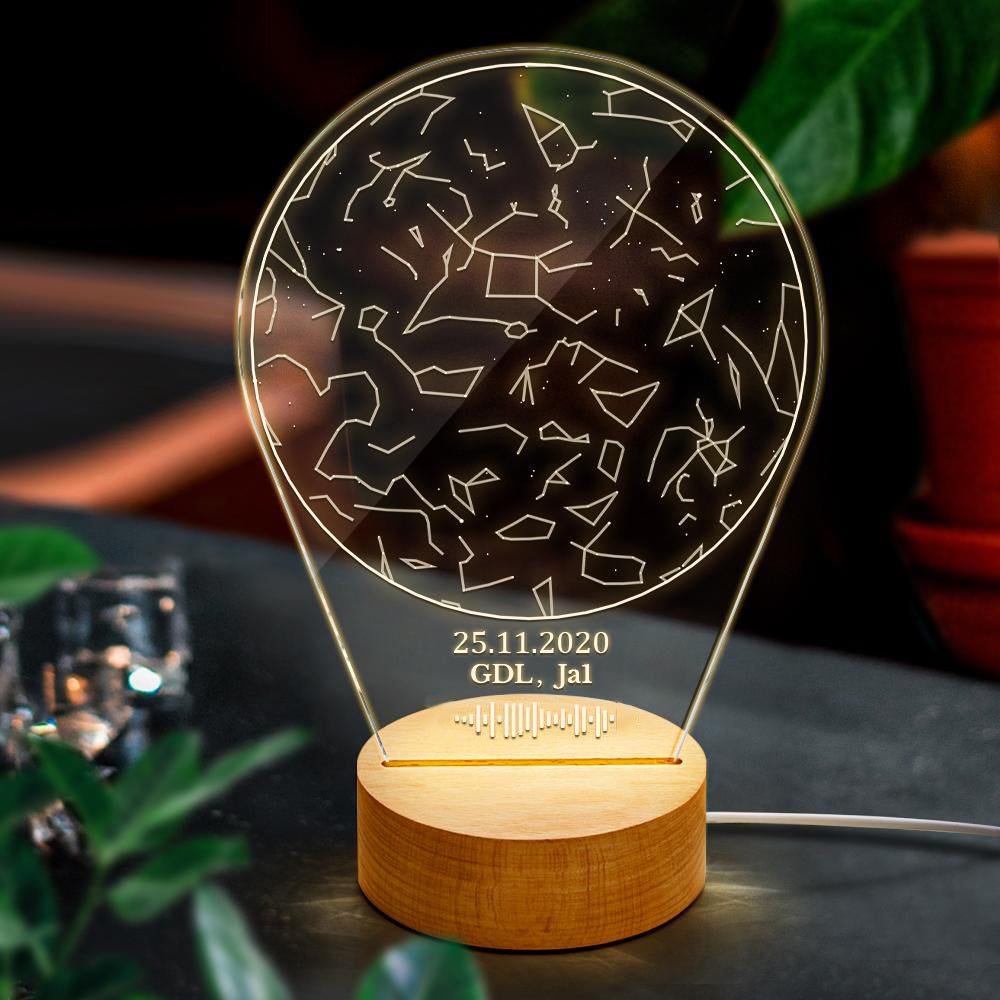 Personalised Scannable Code Constellation Map Acrylic Night Lamp