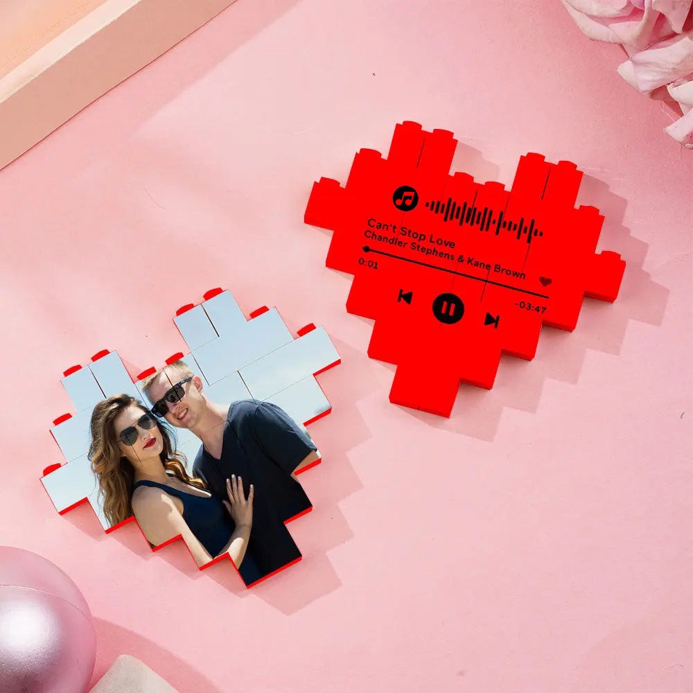 Personalised Heart Photo Building Blocks | Custom Printed Gift Puzzle