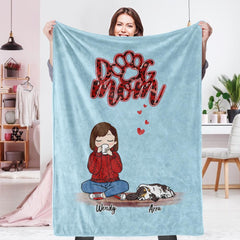 Personalised Name Dog Mum Fleece Blanket - Custom Pet Number Blanket