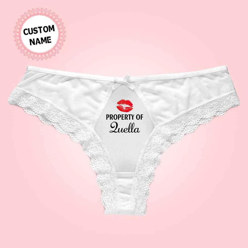 Custom Name Thong Personalized White Lace Sexy Panties