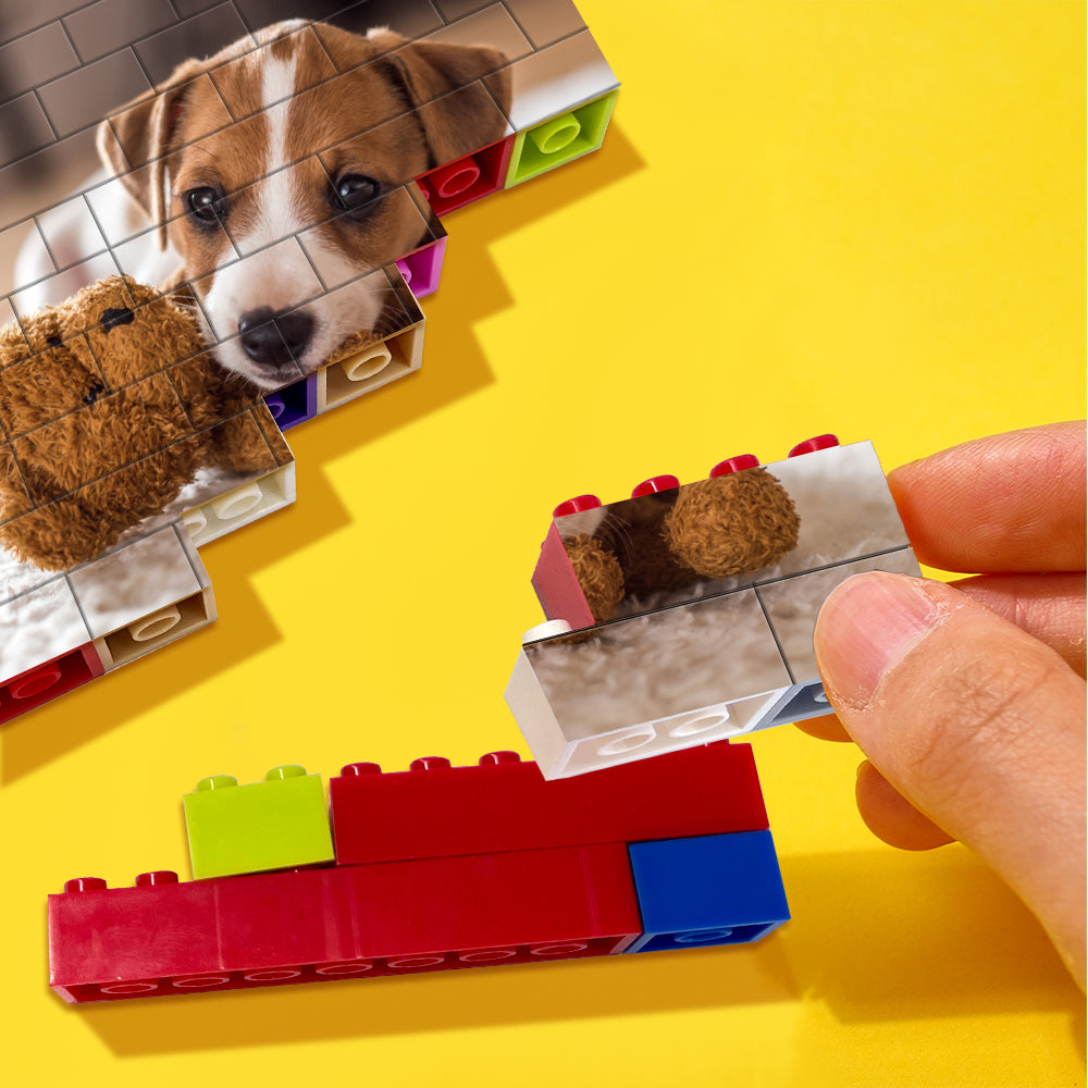 Handheld personalised brick puzzle demonstrating compact 12.8 x 9.8 x 1.6 cm size perfect for party gifts and keepsakes