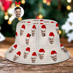 Custom Christmas Bucket Hat Personalized Face Unisex Fisherman Cap