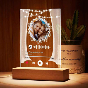 Custom Photo Marry Me Circular Scannable Music Code Music Plaque Night Light Personalized Acrylic Photo Frame