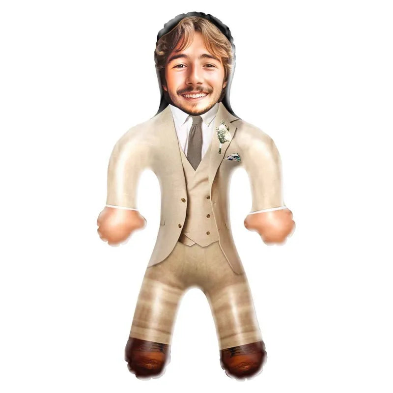 Humorous wedding gift inflatable doll, printed with a personalised image on sturdy PVC.