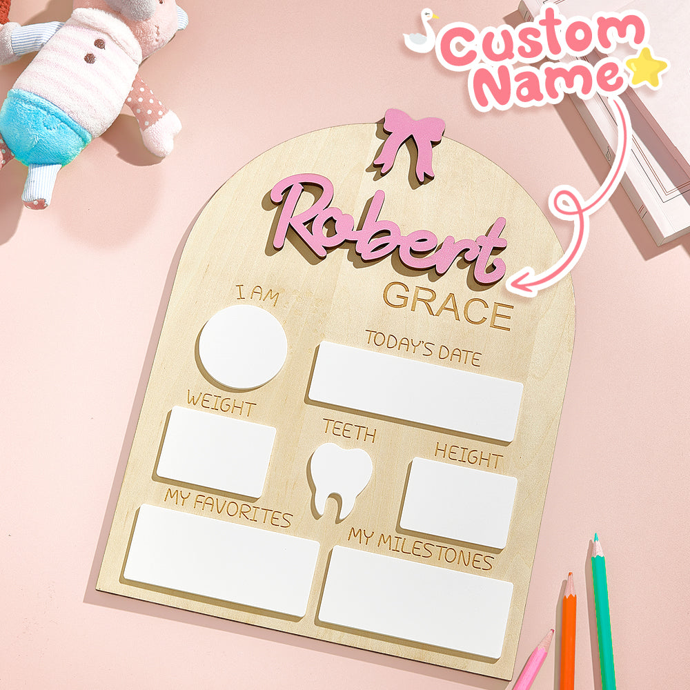 Side view of personalised wooden baby sign 11.7cm x 16.5cm showing thickness and premium finish