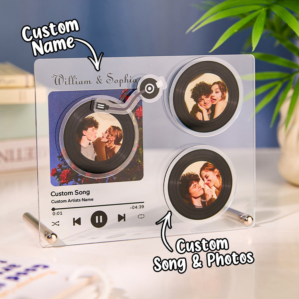 Personalised NFC Music Vinyl Plaque with Photo on clear acrylic
