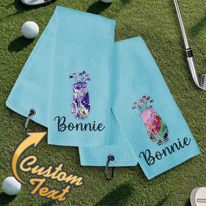 Personalized Golf Towel with Hanging Clip Golfing Clubs Golf Towel Gift for Golf Lovers