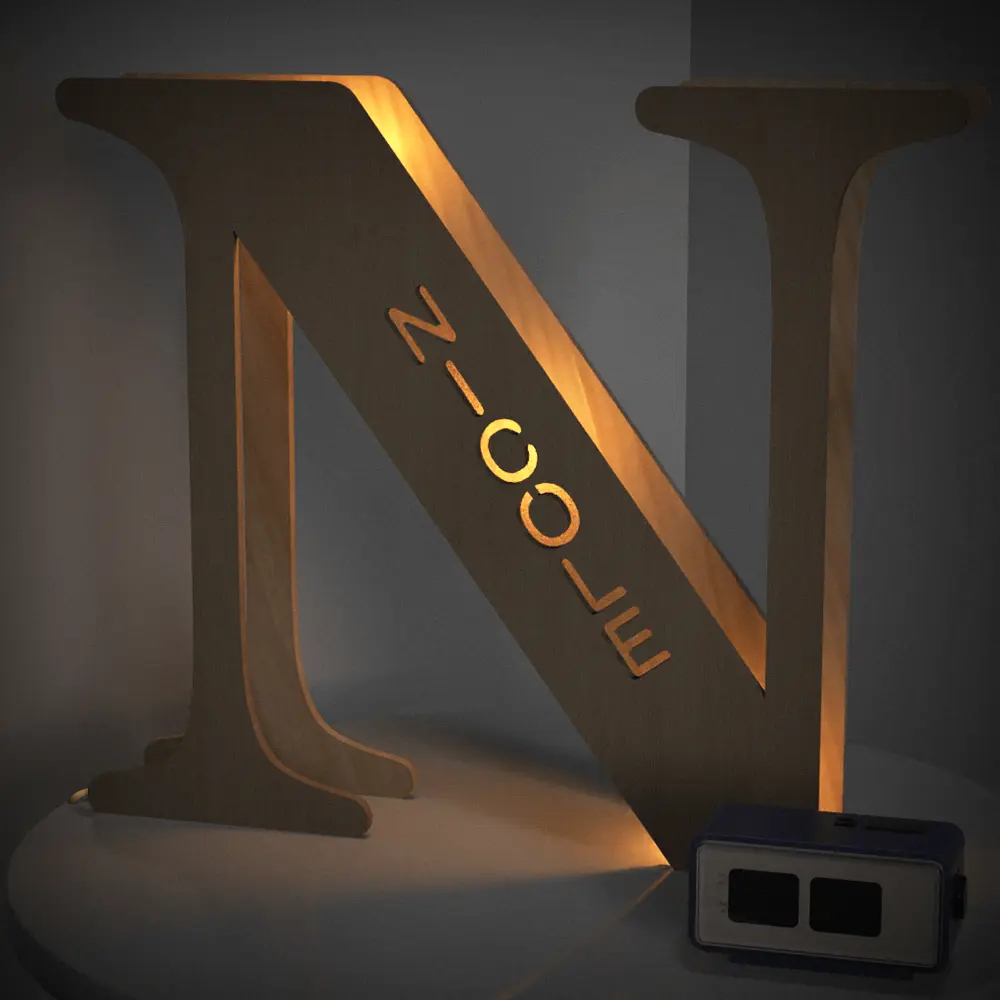 Personalised Wooden Letter Lamp - Custom Name Night Light 19CM - Unique Gift