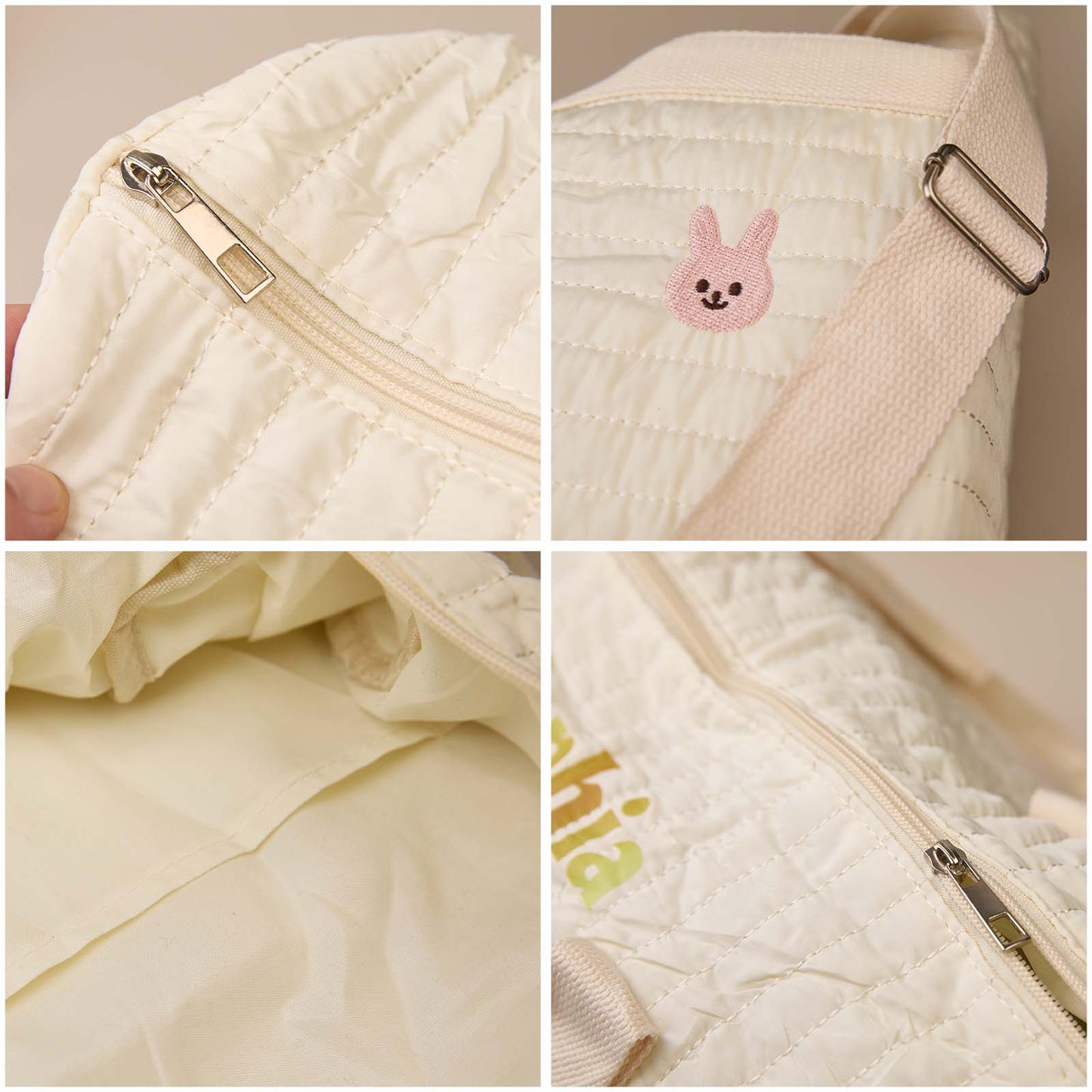 Personalisation example on the maternity hospital bag with customised text option — a thoughtful bespoke baby shower gift for new mums.
