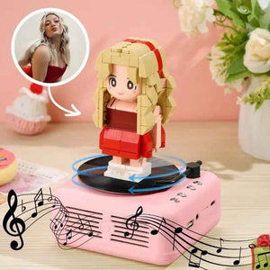 Customizable 1 Person Full Body Custom Brick Figures with Bluetooth Speaker Base Can Play Music Anniversary Gift