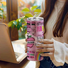 Personalized 3D Apple Pencil Design 20oz Skinny Tumbler Lid and Straw Back to School Gift for Teacher