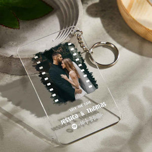Custom Photo Music Plaque Personalized Glass Keychain Gift Foe Lover