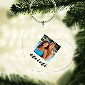 Custom Printed Photo Scannable Code Clear Acrylic Music Keychain