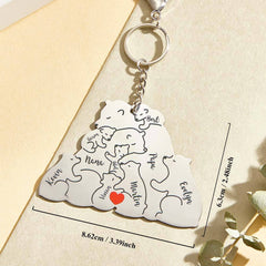Personalised Engraved Papa Mama Bear Keychain - Family Gift for Dad & Mum