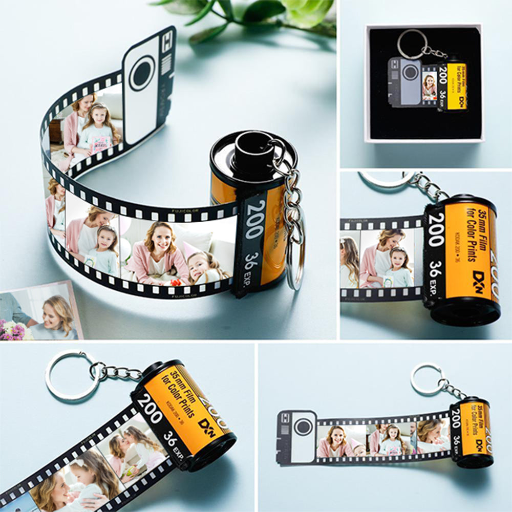 Personalised Camera Film Roll Photo Keychain – Custom Photo Keyring Gift