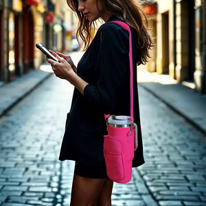 Personalized Water Bottle Carrier Bag for 40oz Stanley Tumbler with Straw Topper Pouch Gift for Her