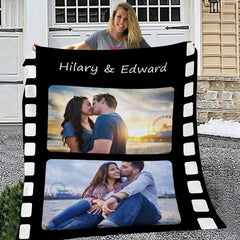 Personalised Photo Fleece Flannel Blanket with Custom Text