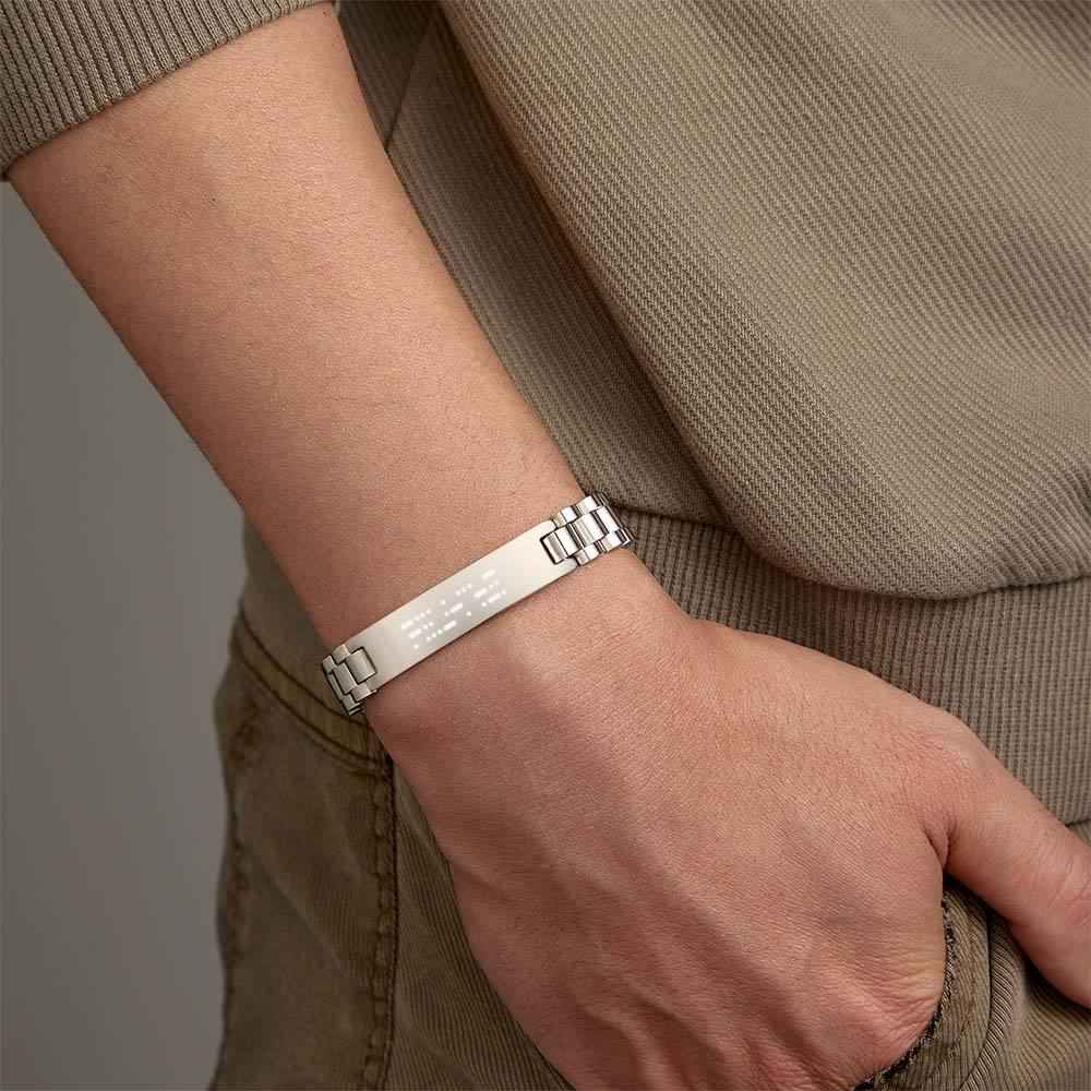 Personalized Engraved Morse Code Men Bracelet Birthday Anniversary Gift for Him