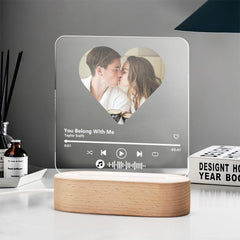Personalised Music Code Heart Lamp - Custom 7 Colour LED Night Light & Plaque