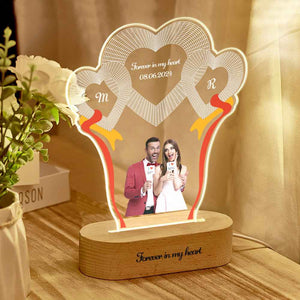 Custom Photo Engraved 3-Heart Night Lights Desk Decoration