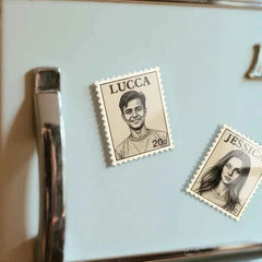 Custom Portrait Vintage Stamp Fridge Magnet Personalized Photo Name Postage Stamp Fridge Magnet Anniversary Gifts