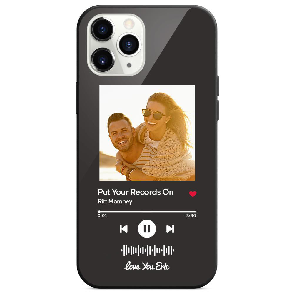 Custom Scannable Music Code Glass iPhone Case - Personalised Photo & Music