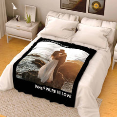 Personalised Fleece Photo Blanket With Custom Text - Soft Keepsake Throw