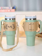 Custom Floral Pattern Water Bottle Carrier Bag with Adjustable Strap for 40oz Stanley Tumbler Gift for Women