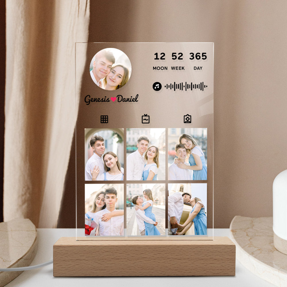 Personalised Music Photo Plaque - Custom Acrylic Anniversary Gift with QR Audio