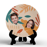 Customized Colorful Foliage Dinner Plates Personalized Face Ceramic Plate Dishes