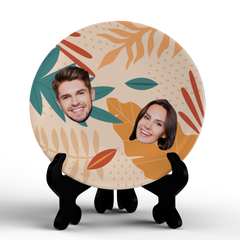 Customized Colorful Foliage Dinner Plates Personalized Face Ceramic Plate Dishes