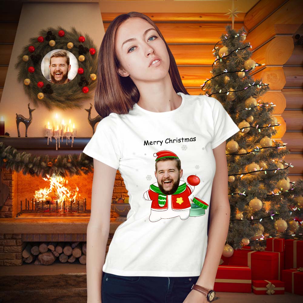 Flat-lay Personalised Face T-Shirt displaying full-print layout and long-lasting, vibrant colours — ideal personalised face gift for Christmas or Black Friday Sale 2025