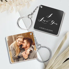 Custom Double Sided Photo Keychain | Personalised Acrylic Gift For Her/Him