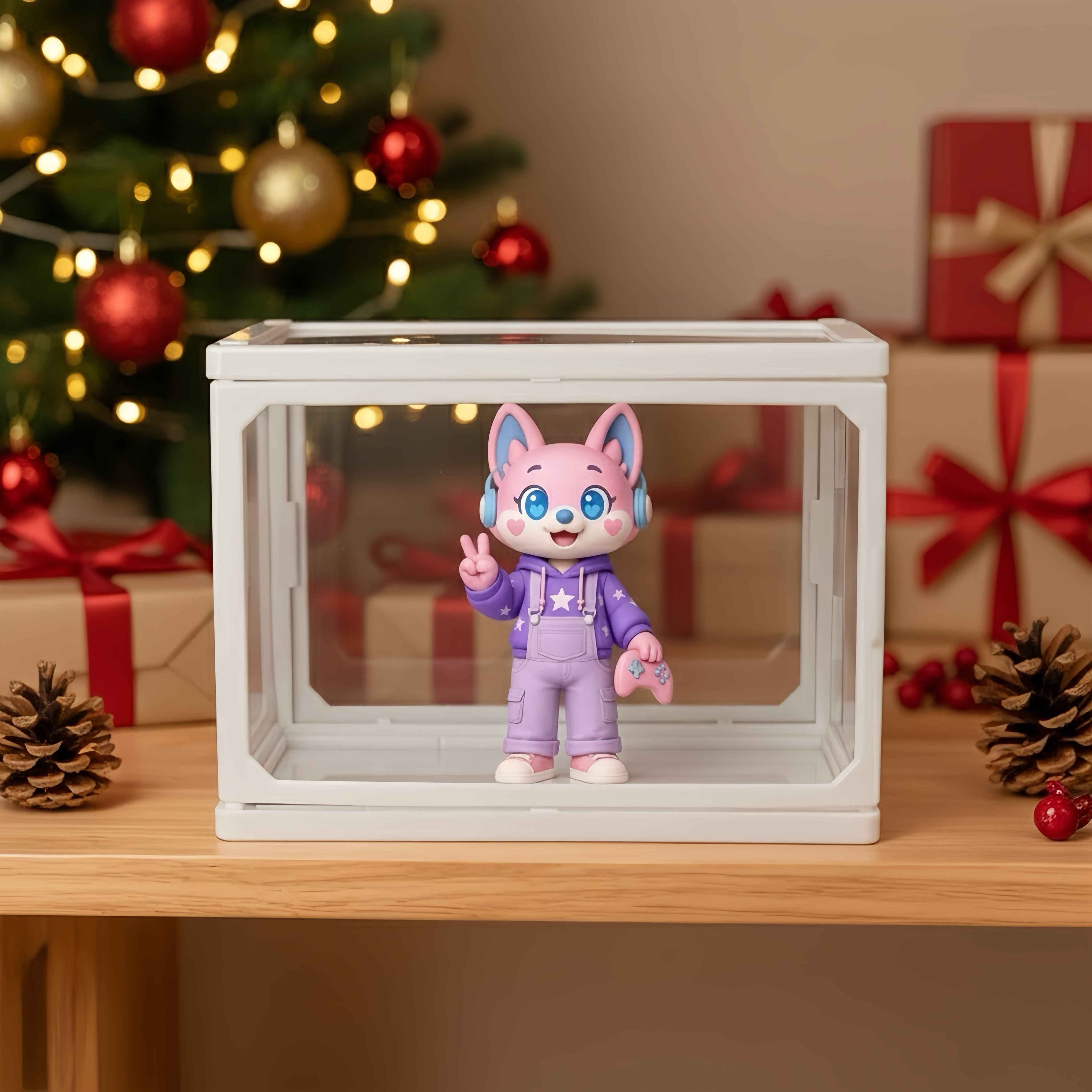 Custom 1 Non-human 3D Mini Figure Glass Dollhouse Personalized Scene Display Case Unique Christmas Gift (Production: 10-15 Business Days)