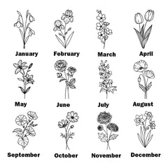 Personalized Birth Flower PU Leather Makeup Brush Bag with 8 Pcs Makeup Brushes Birthday Gift for Her