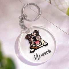 Custom Dog & Name Keychain Acrylic Keyring Gifts for Dog Owner Lover