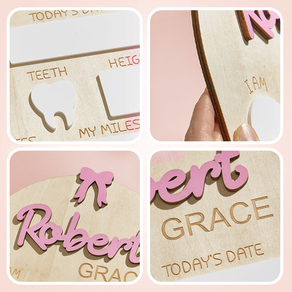 Gift presentation of custom birth info wooden plaque, ideal baby shower present for new mum