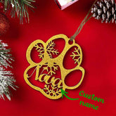 Personalized Wood Pet Paw Christmas Ornament