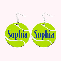 Personalized Wooden Tennis Earrings with Name Sport Earring Jewelry Gift for Her