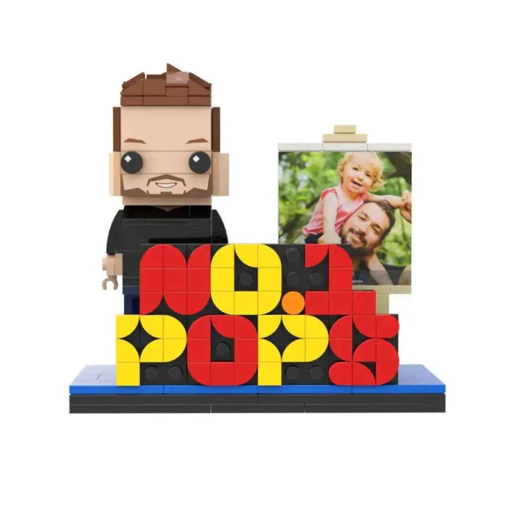 Full Body Customizable No.1 POPS Building Block Figures with Photo - Perfect Father's Day Gift