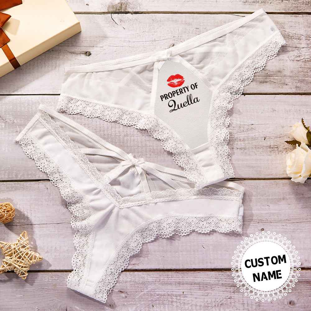 Custom Name Thong Personalized White Lace Sexy Panties