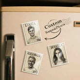 Custom Portrait Vintage Stamp Fridge Magnet Personalized Photo Name Postage Stamp Fridge Magnet Anniversary Gifts