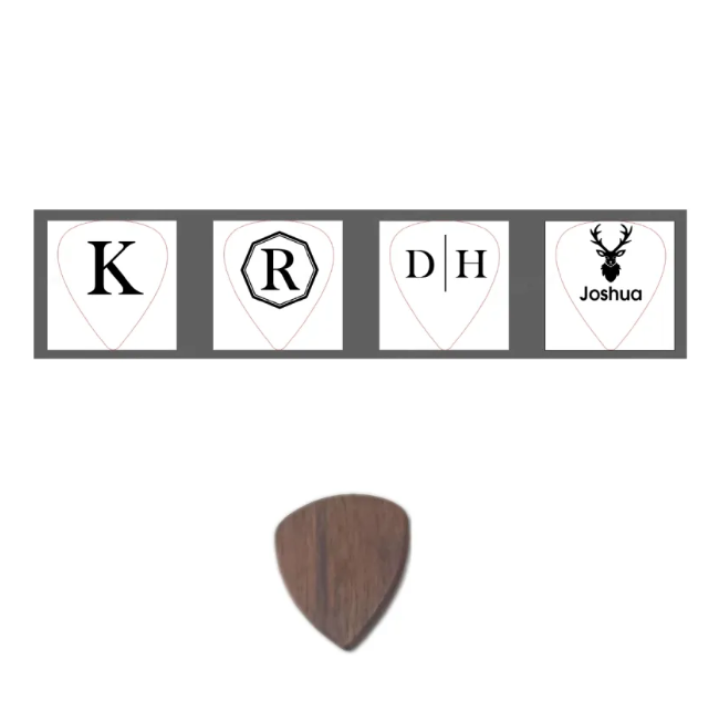 Personalised Wooden Guitar Pick Box - Engraved Wood Plectrum Storage Organiser | Music Gift