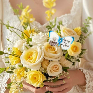 Personalized Acrylic Butterfly Brooch Pin with Words Photo Memorial Wedding Gift for Bride