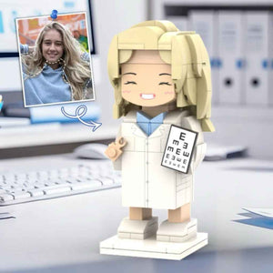 Personalized Head Custom Text Brick Figures Holding Eye Chart Doctor's Day Gift Career Gift For Her