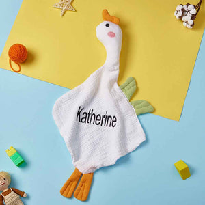Personalized Baby Soothing Towel Soft Sleeping Swan Towel with Embroidered Name Gift for Baby