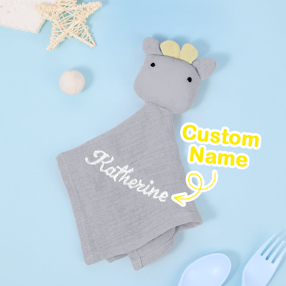 Personalised soothe towel in pram showing compact 23 cm comfort blanket, ideal newborn comforter for naps