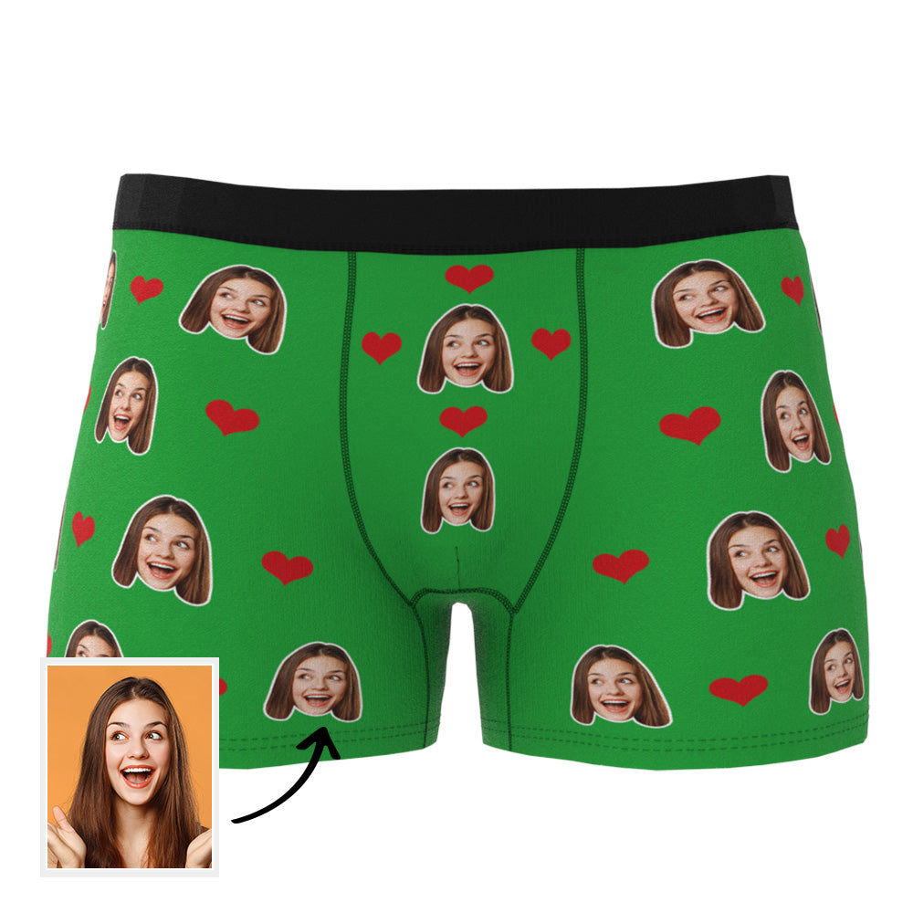 Custom Photo Heart Boxer Briefs | Personalised Men's Underwear